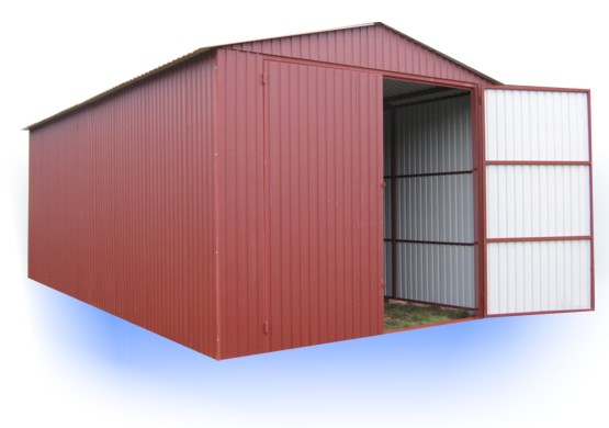 Garaż blaszany z dachem dwuspadowym 4x8